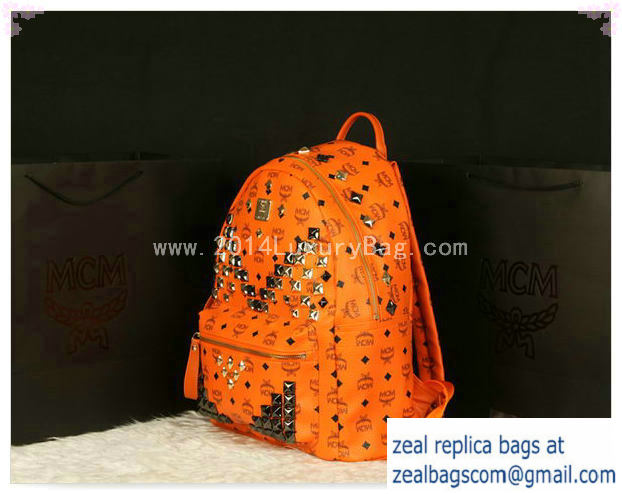 High Quality Replica MCM Stark Backpack Jumbo in Calf Leather 8100 Orange